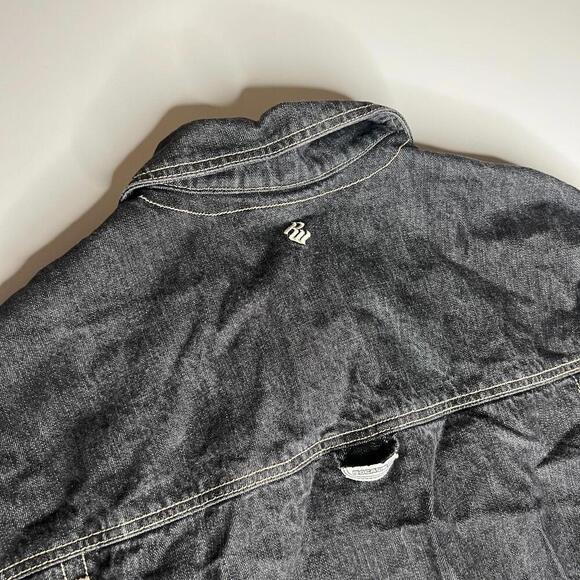 Rocawear Denim Jacket XL Black Jean Coat Hip Hop Streetwear Y2K 90s Style - Picture 7 of 9